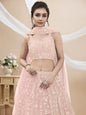 WOMEN WEDDING LEHENGA NET FABRIC LEHENGA SET OF CHOLI AND DUPATTA WEAR PINK COLOUR