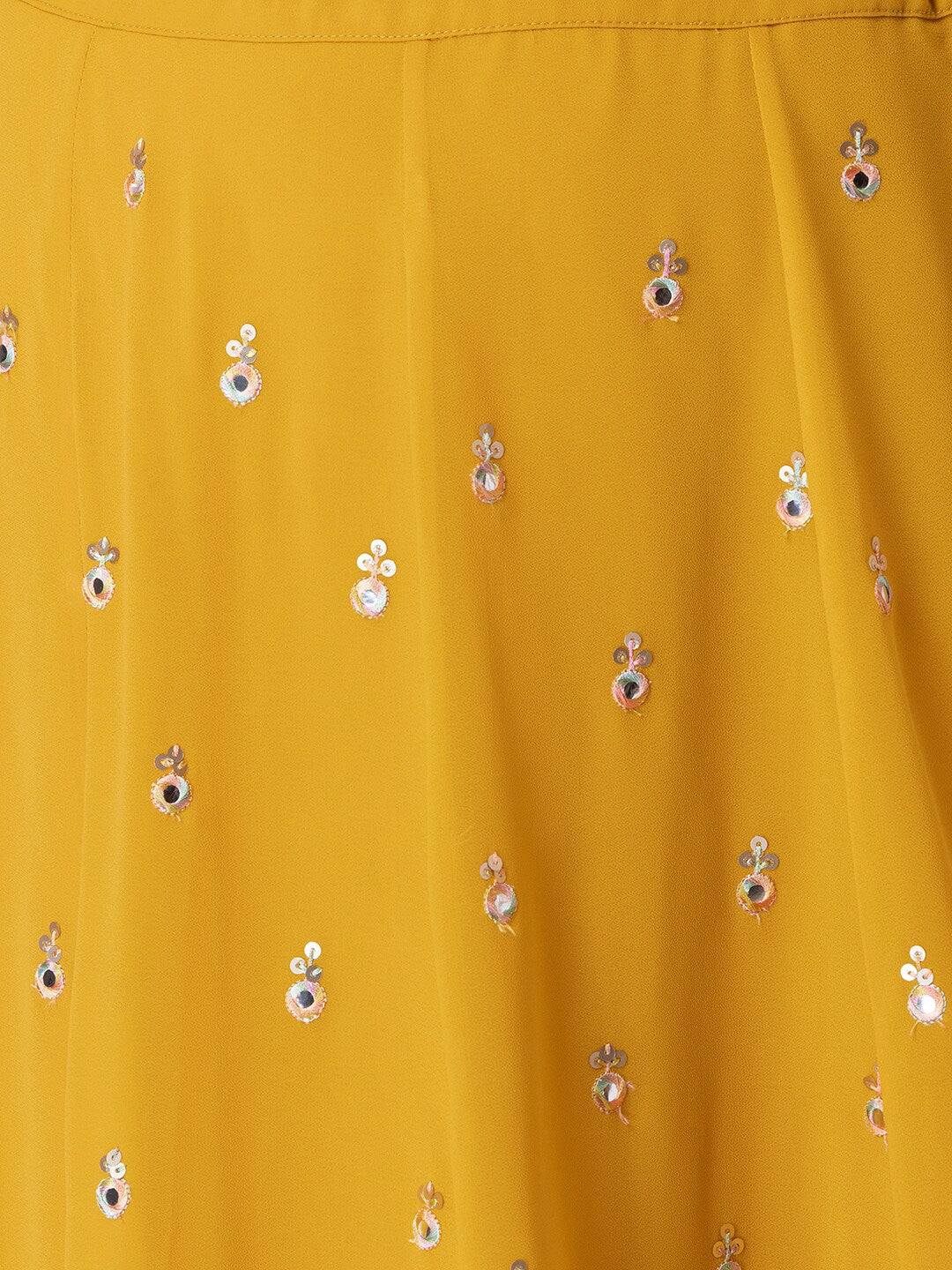 WOMEN YELLOW SEQUIN FULL SLEEVE READYMADE LEHENGA