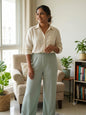 TEXTURED WIDE -LEG PALAZZO PANT