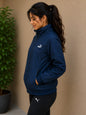 WOMEN FULL SLEEVE SOILD HOODED SWEATSHIRT BLUE COLOUR