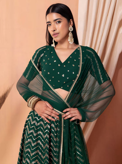EMBROIDERED LEHENGA CHOLI SEGUNINNED DUPATA