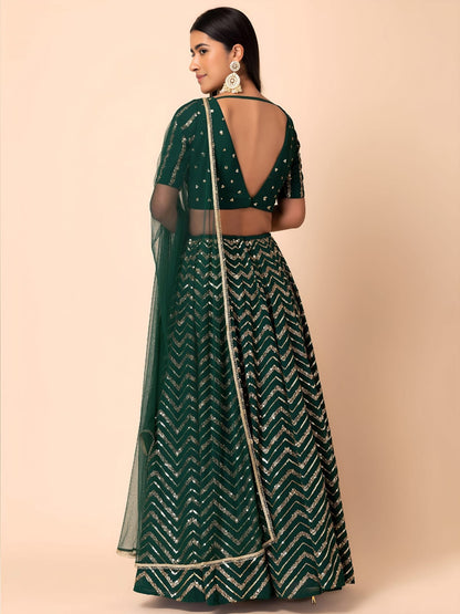 EMBROIDERED LEHENGA CHOLI SEGUNINNED DUPATA