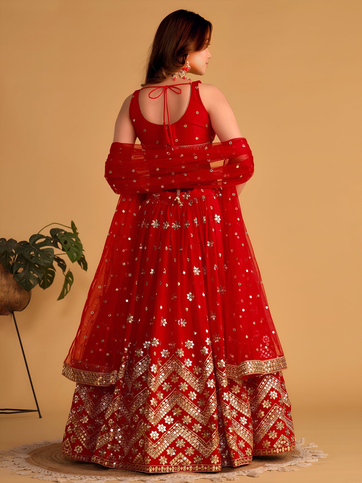 AAGAM PRETTY WOMEN LEHENGA RED COLOUR