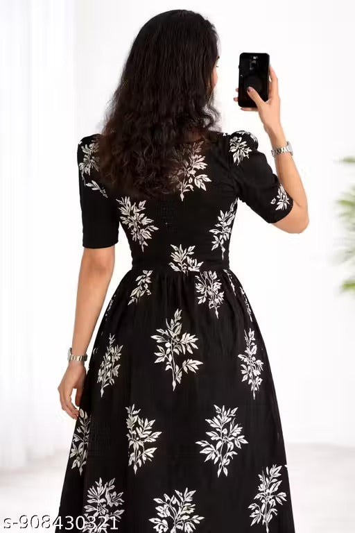 WOMEN MAXI BLACK COLOUR FLORAL