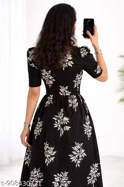 WOMEN MAXI BLACK COLOUR FLORAL