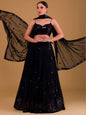 NET FABRIC HEAVY SEQUINNED WORK LEHENGA  CHOLI AND DUPATTA BLACK COLOUR
