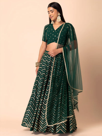 EMBROIDERED LEHENGA CHOLI SEGUNINNED DUPATA
