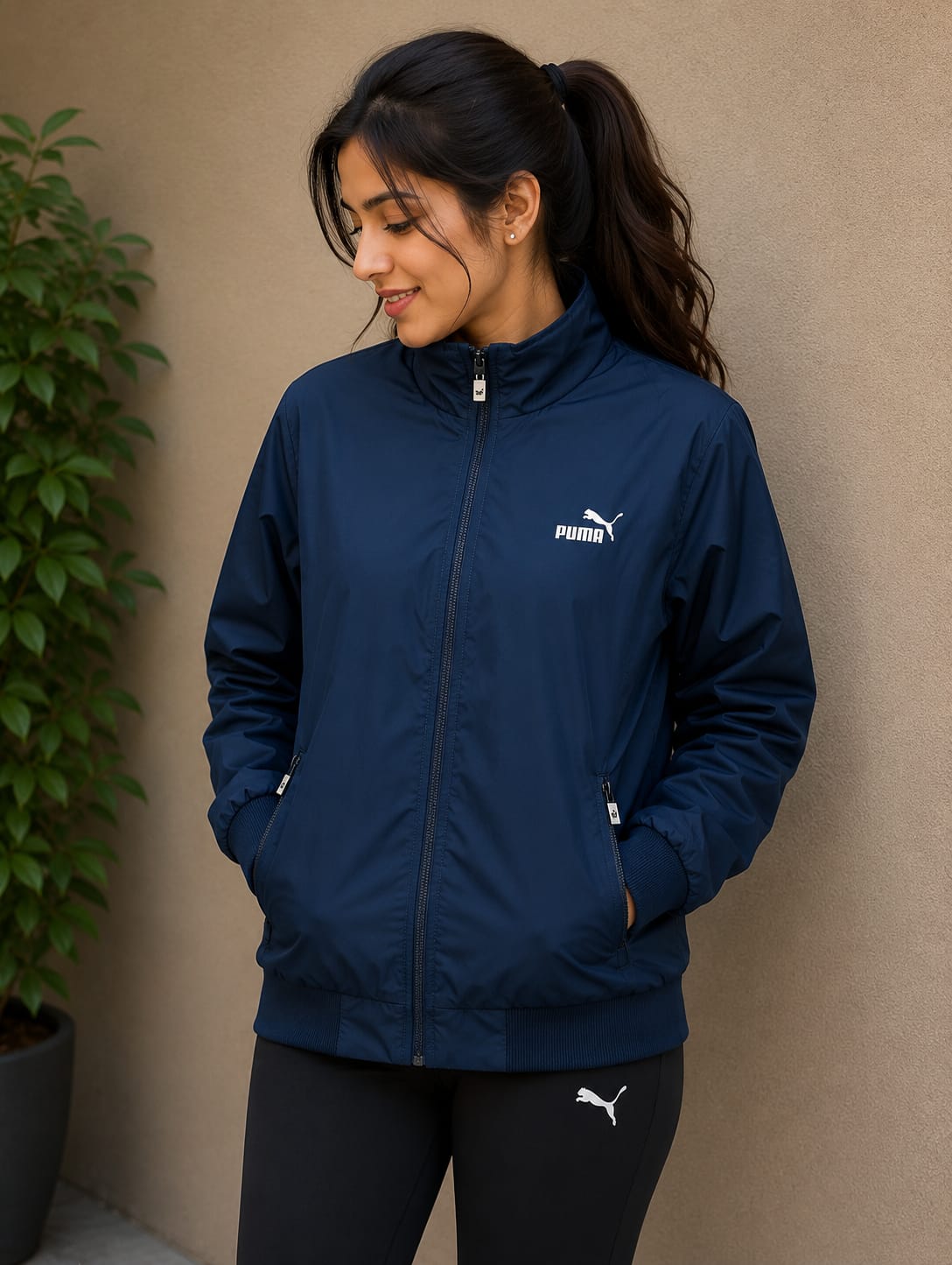WOMEN FULL SLEEVE SOILD HOODED SWEATSHIRT BLUE COLOUR