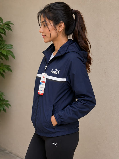 WOMEN FULL SLEEVE SOLID HOODED SWEAT SHIRT BLUE COLOUR
