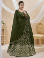 WOMEN LEHENGA NET FABRIC LEHENGA SET OF CHOLI AND DUPATTA FULLY EMBROIDERED WORK WESTERN WEAR GREEN COLOUR