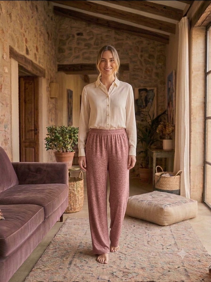TEXTURED WIDE -LEG PALAZZO PANT