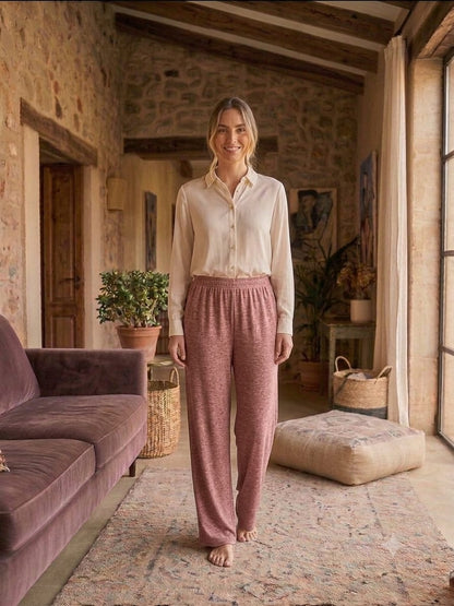 TEXTURED WIDE -LEG PALAZZO PANT