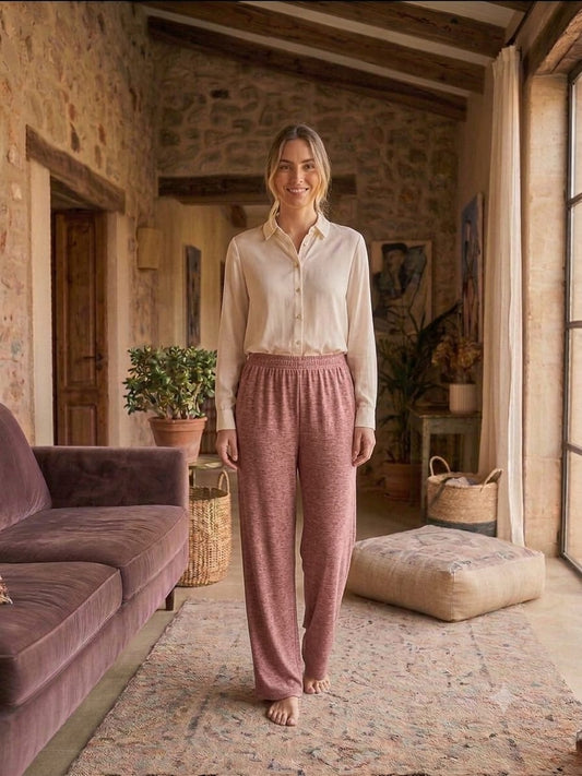 TEXTURED WIDE -LEG PALAZZO PANT