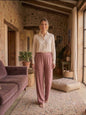 TEXTURED WIDE -LEG PALAZZO PANT