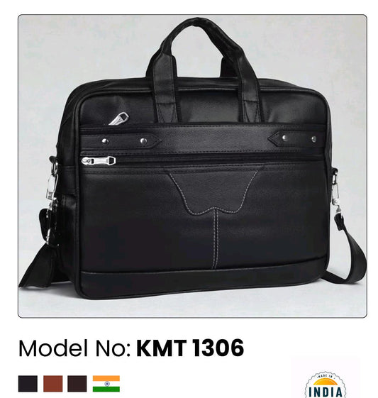 LEATHER BAG FOR OFFICE USE PREMIUM BLACK COLOUR
