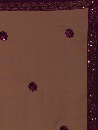 WOMEN WINE SEQUIN SLEEVELESS READYMADE LEHENGA