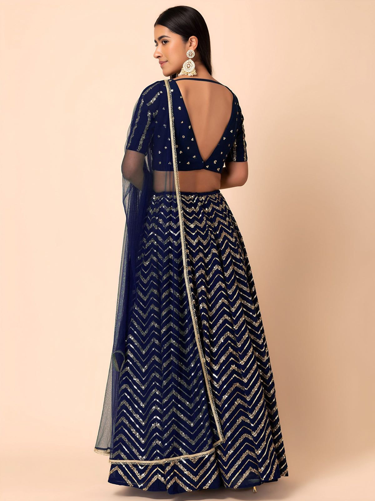 EMBROIDERED LEHENGA CHOLI SEGUNINNED DUPATA A BLACK COLOUR