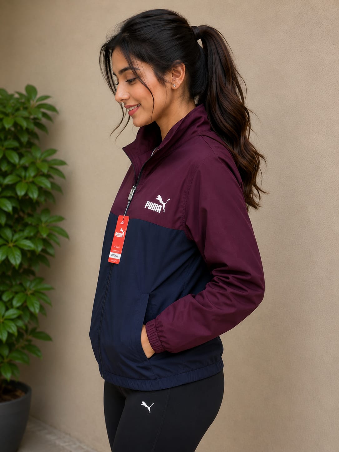 WOMEN FULL SLEEVE SOLID HOODED MAROON &BLUE COLOUR