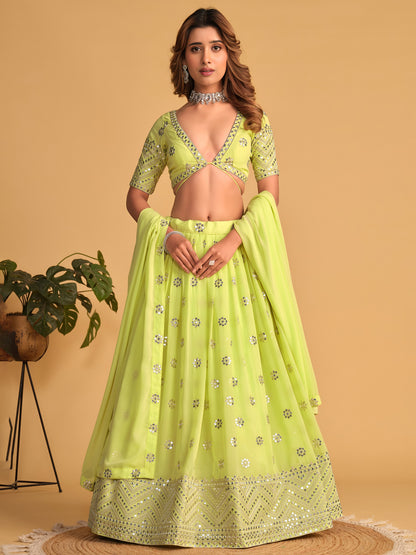AAGAM PRETTY WOMEN LEHENGA GREEN COLOUR