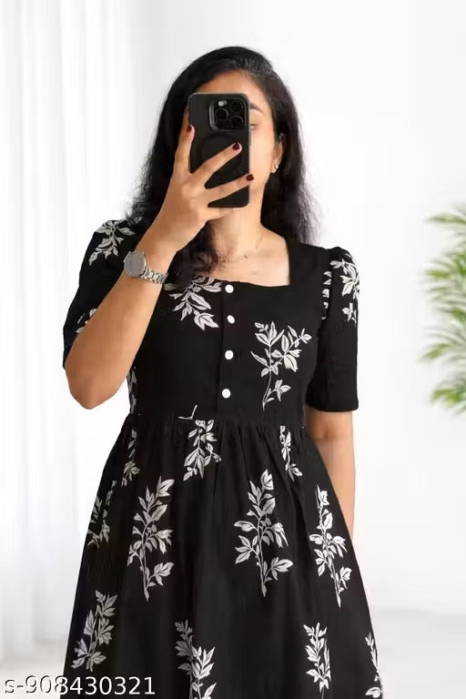 WOMEN MAXI BLACK COLOUR FLORAL