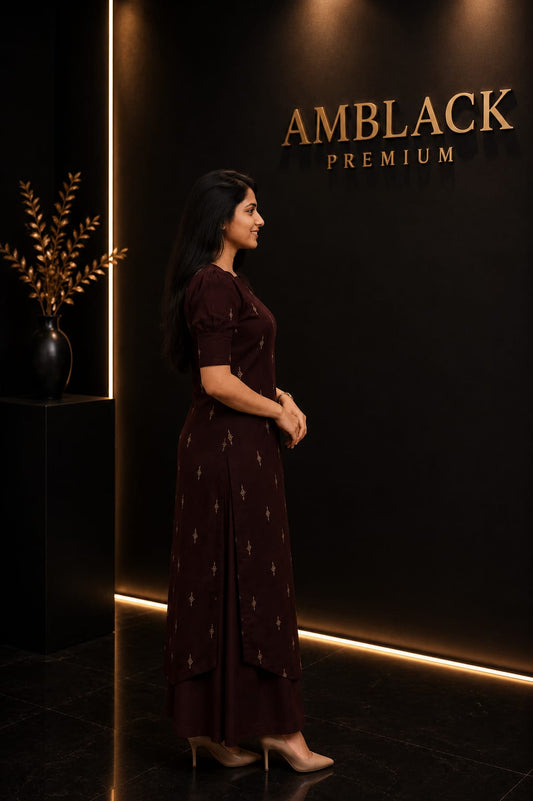 BROWN COLOUR PRINTED KURTI