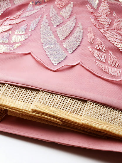 NET FABRIC HEAVY SEQUINNED WORK LEHENGA  CHOLI AND DUPATTA PINK COLOUR