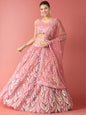 NET FABRIC HEAVY SEQUINNED WORK LEHENGA  CHOLI AND DUPATTA PINK COLOUR
