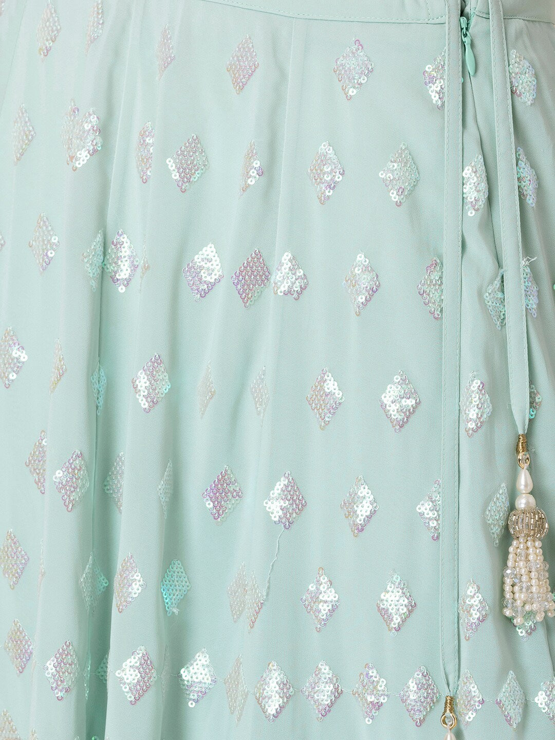 WOMEN BLUE SEQUIN SLEEVELESS READYMADE LEHENGA