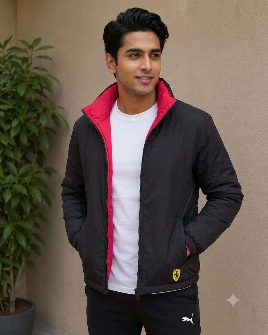 MENS FULL SLEEVE HOODIES BLACK WITH PINK COLOUR