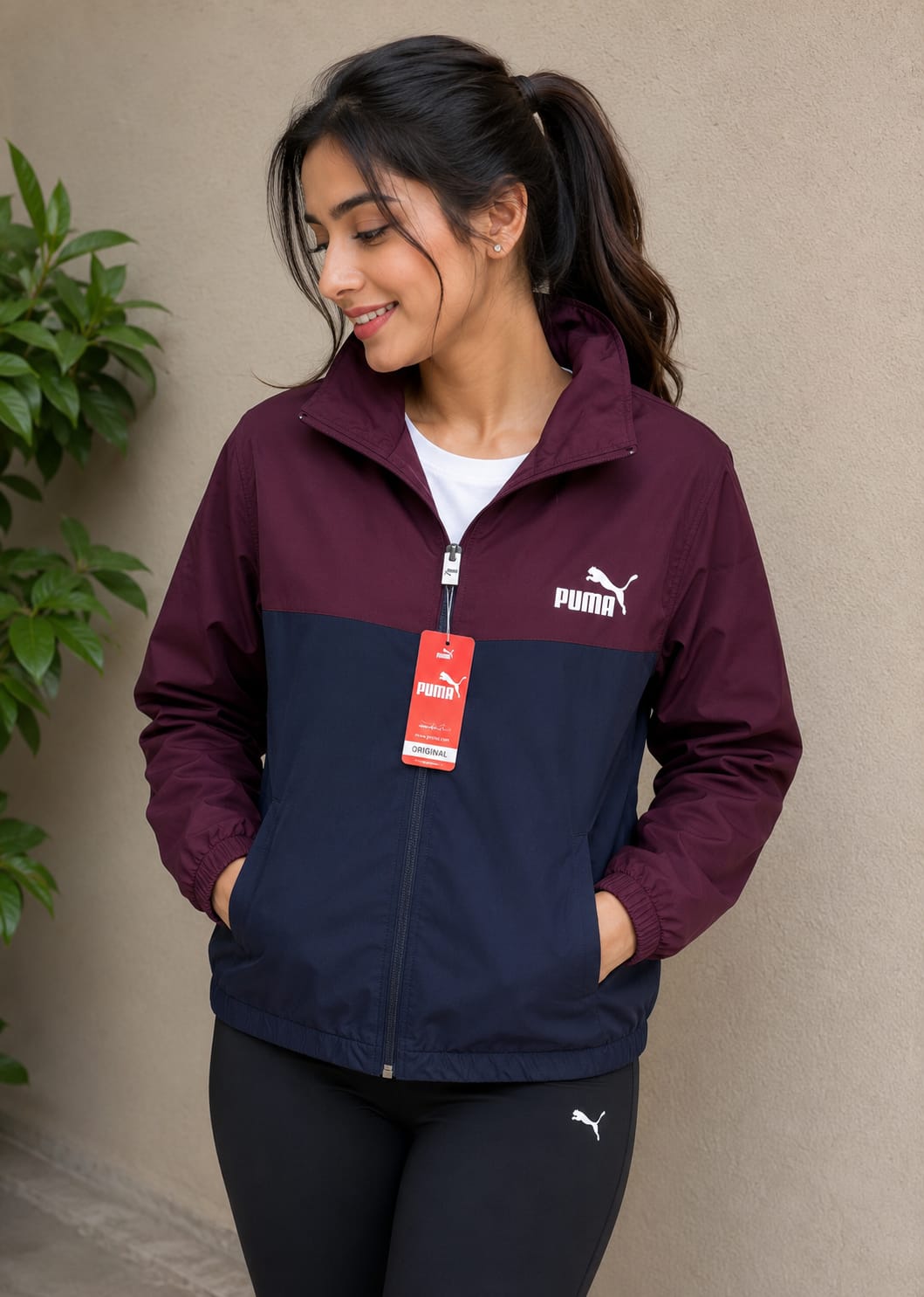 WOMEN FULL SLEEVE SOLID HOODED MAROON &BLUE COLOUR