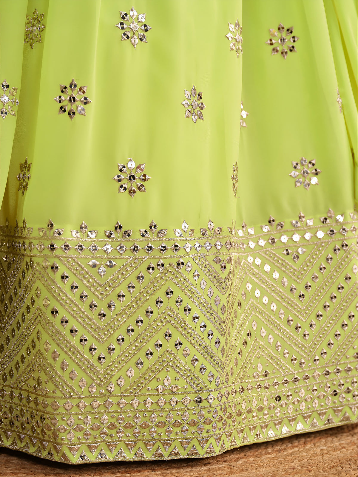 AAGAM PRETTY WOMEN LEHENGA GREEN COLOUR