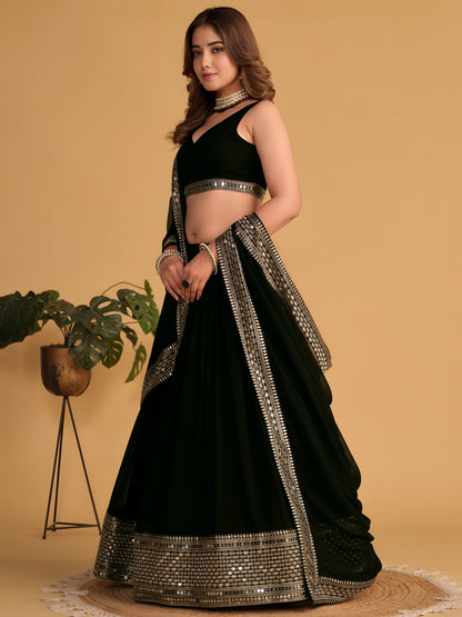 AAGAM PRETTY WOMEN LEHENGA BLACK COLOUR