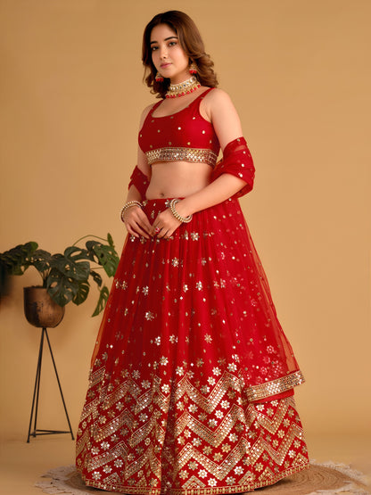 AAGAM PRETTY WOMEN LEHENGA RED COLOUR