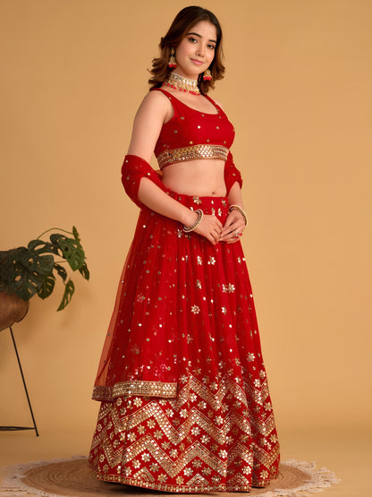 AAGAM PRETTY WOMEN LEHENGA RED COLOUR