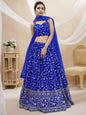 WOMEN WEDDING LEHENGA NET FABRIC LEHENGA SET OF CHOLI AND DUPATTAFULLY EMBROIDERED WORKWESTERN WEAR BLUE COLOUR