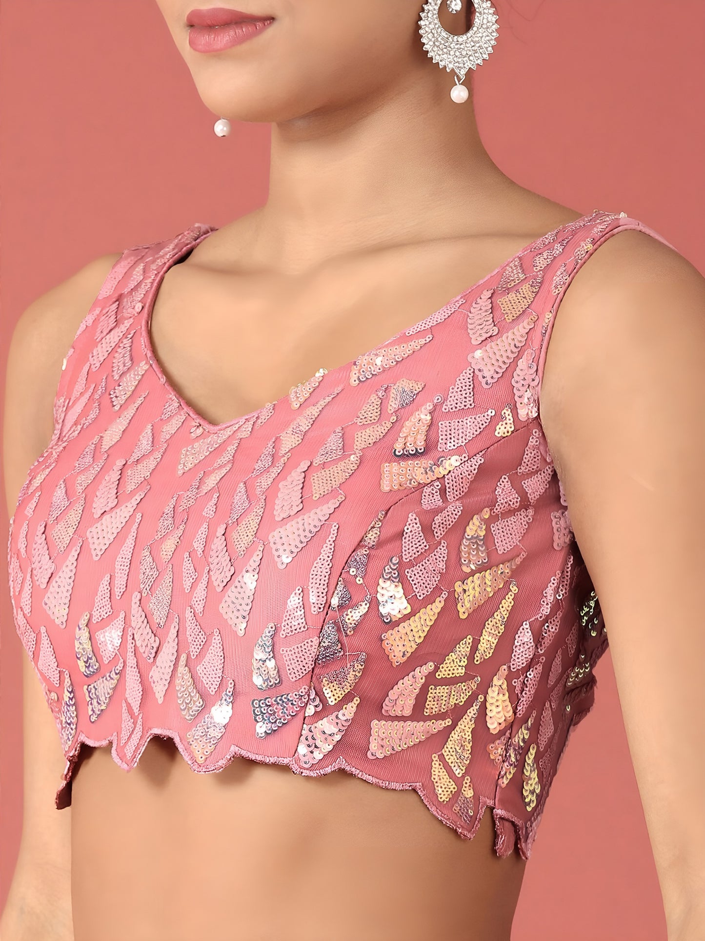 NET FABRIC HEAVY SEQUINNED WORK LEHENGA  CHOLI AND DUPATTA PINK COLOUR