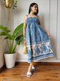 SLEEVE LESS MAXI BLUE COLOUR RAYON PRINTED DRESS