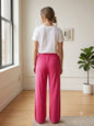 TEXTURED WIDE -LEG PALAZZO PANT PINK COLOUR