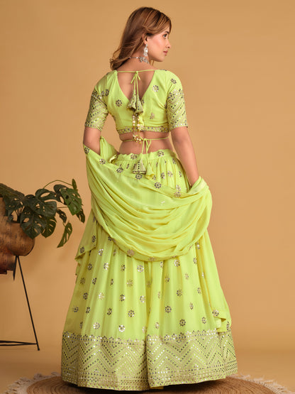 AAGAM PRETTY WOMEN LEHENGA GREEN COLOUR